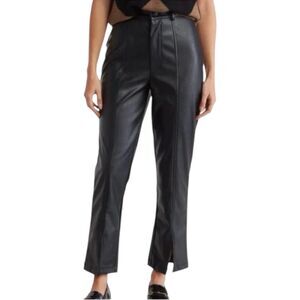 Wildfox Black Faux Leather Front Slit High Rise Ankle Pants XL